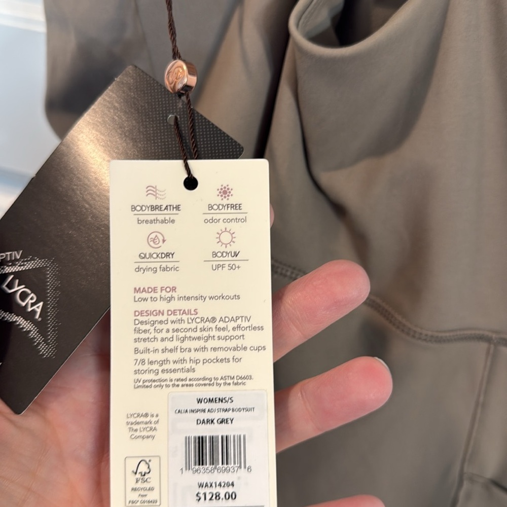 CALIA Inspire Adjustable Strap Bodysuit Gray Small NWT - Picture 12 of 14